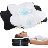 FAIORD Cervical Neck Pillow for Neck & Shoulder, Ergonomic Contour Memory Foam Pillows for Sleeping with Washable Pillowcase, Neck Support Pillow for Back Stomach Side Sleeper Standard Size Black