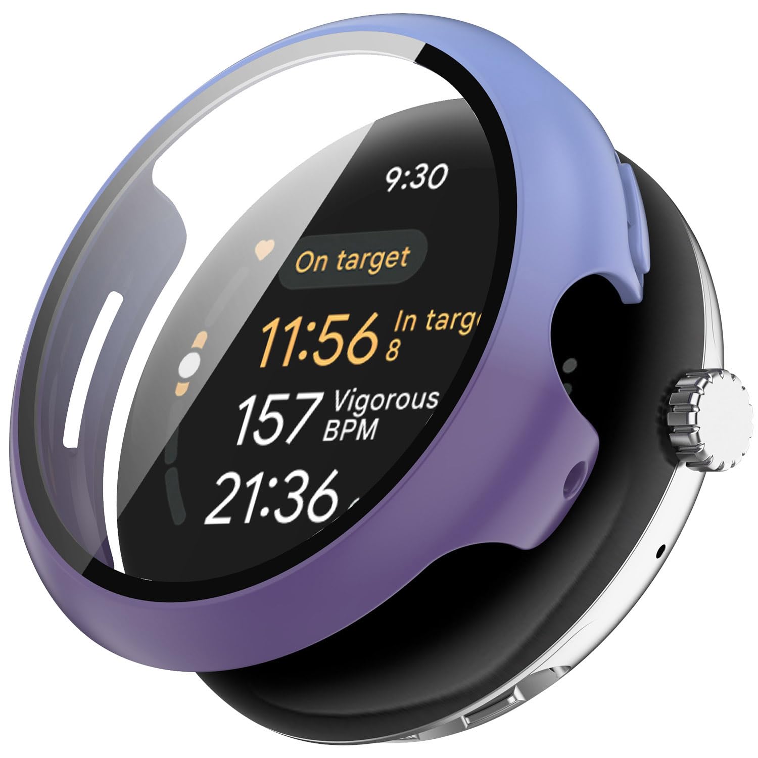 Miimall Case for Google Pixel Watch 3/2/1 41MM (2024/2023/2022), Hard PC Cover with HD Tempered Glass Screen Protector, Shockproof Full Protective Case for Pixel Watch 3 Bumper Shell 41MM Blue-Purple