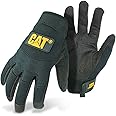 Cat® CAT012211L Padded Palm Utility Gloves – Black, Large, Water-Resistant Synthetic Leather Mechanic Gloves with Adjustable Wrists