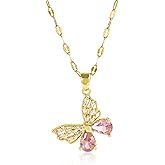 Liuyuqian Gold Butterfly Necklace for Women - Dainty Gold Pendant Necklaces Cubic Zirconia Necklace, Butterfly Jewelry Gifts for Women, Teen Girls