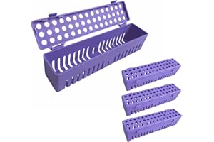 ELICTECH Dental Autoclave Sterilization Cassettes Box Rack Dental Instrument Cassette Rack Plastic Sterilizing Tray Dental Tool for Dental, Medical Tool, Tattoo, Nail (Upgrade Version- 4*Purple)