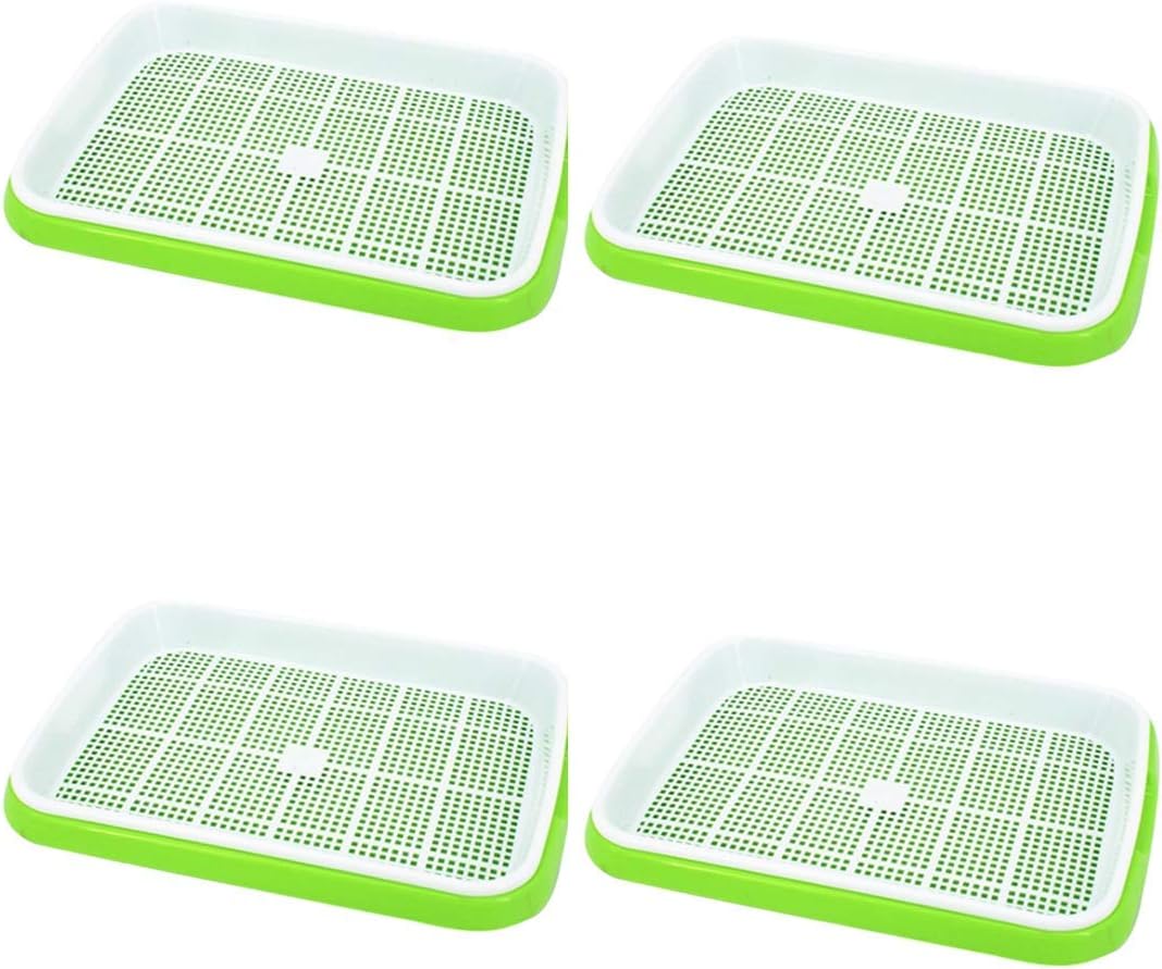 Tmand Seed Sprouter Tray 4 Pack, BPa Free Nursery Tray Seed Germination Tray Healthy Wheatgrass Seeds Grower & Storage Trays for Garden Home Office