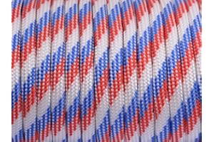 FEEJOO 7 Strand Core 550lb Paracord Parachute Cord Lanyard Mil Spec Type III-100ft (Red+White+Blue Camo(90#))