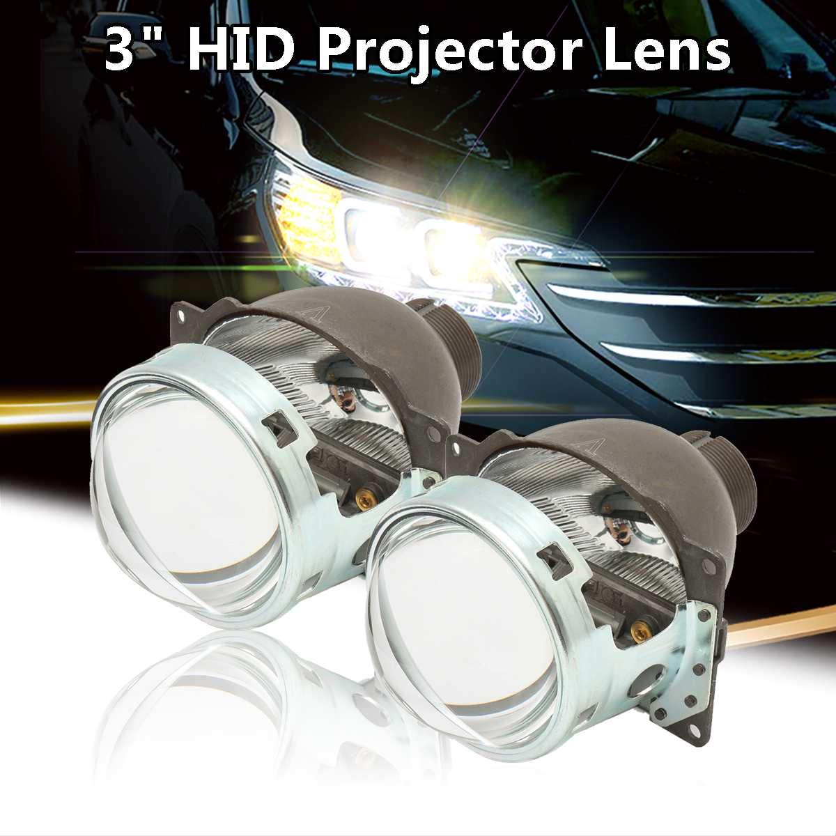 Udele-Store - 2Pcs 3Inch H4 Car Headlight Projector Len Q5 D2H D2S Bi-xenon For HID Headlight/Fog Li