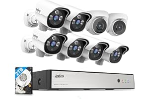 JouSecu 8CH Home Security Camera System, 8pcs Wired 3MP PoE IP Cameras for Outdoor and Indoor, One-Way Audio, 8 Channel NVR with 2TB HDD for 24-7 Recording, Night Vision