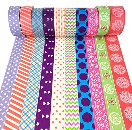 Washi Tape Set of 10 Rolls, Decorative Masking Tape For Arts &amp; Crafts, Scrapbooking Supplies &amp; Planner Accessories,Geometry Color Christmas Theme