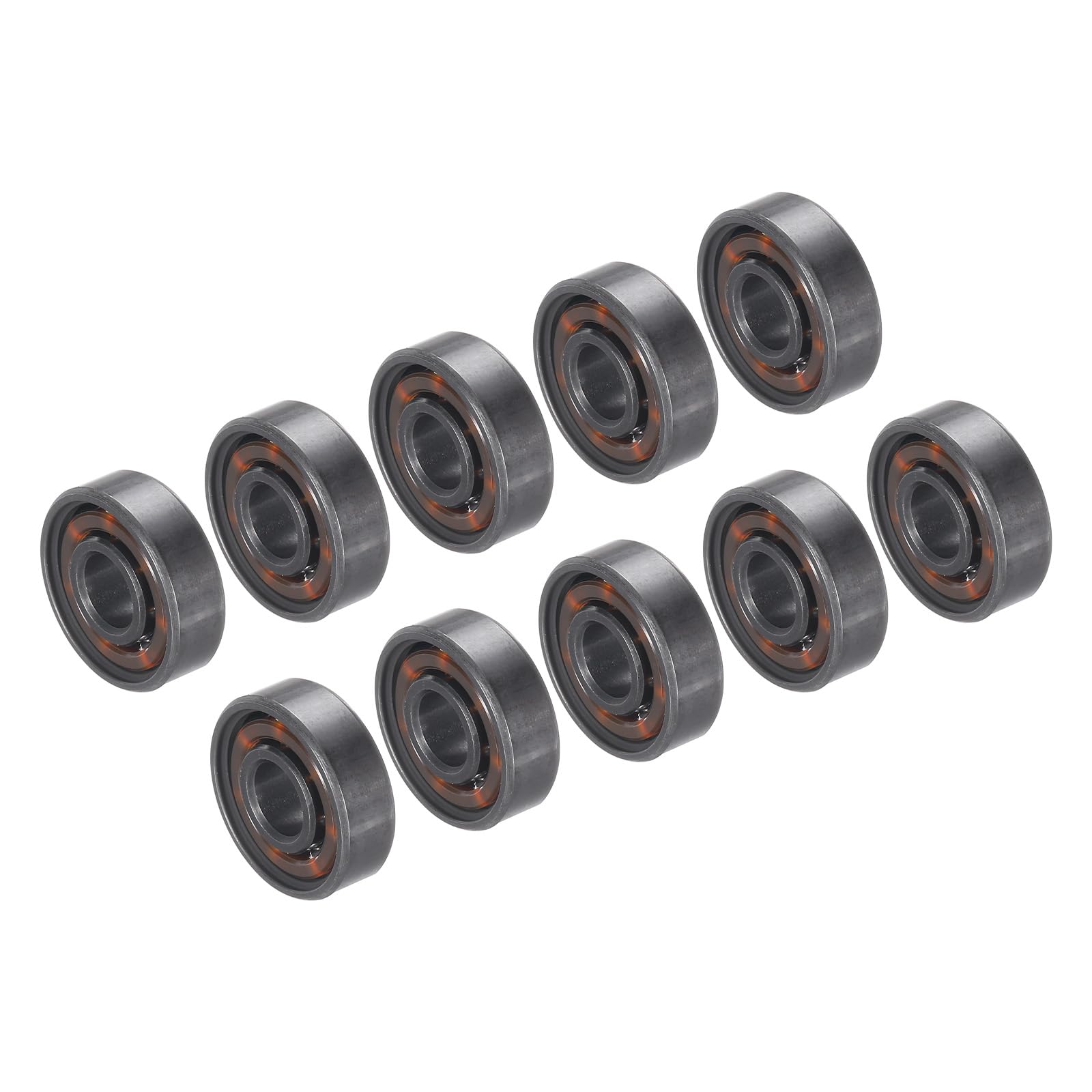PATIKIL 8x22x7mm Skateboard Bearing, 10 Pack 608 Steel Ball Bearings Double Rubber Sealed Shielded Miniature for Scooters Roller Skates, Black&Silver