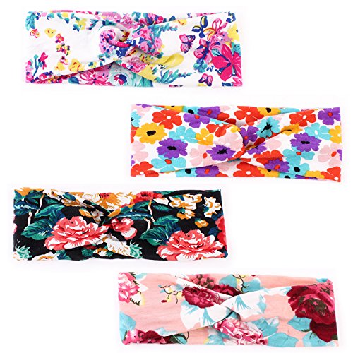 Adecco LLC 6 Pack Women Headband Elastic Turban Floal Style Criss Cross Head Wrap Hair Band (Floral)