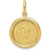 Diamond2Deal 14k Yellow Gold Polished and Satin St Christopher Medal Pendant Pendant (L- 24 mm W- 16 mm)