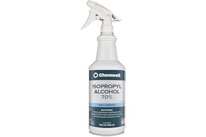 Chemwell 70% Isopropyl Alcohol (32 fl oz) - with Premium Spray Head - For Multipurpose Household or Commercial Surface Cleaning