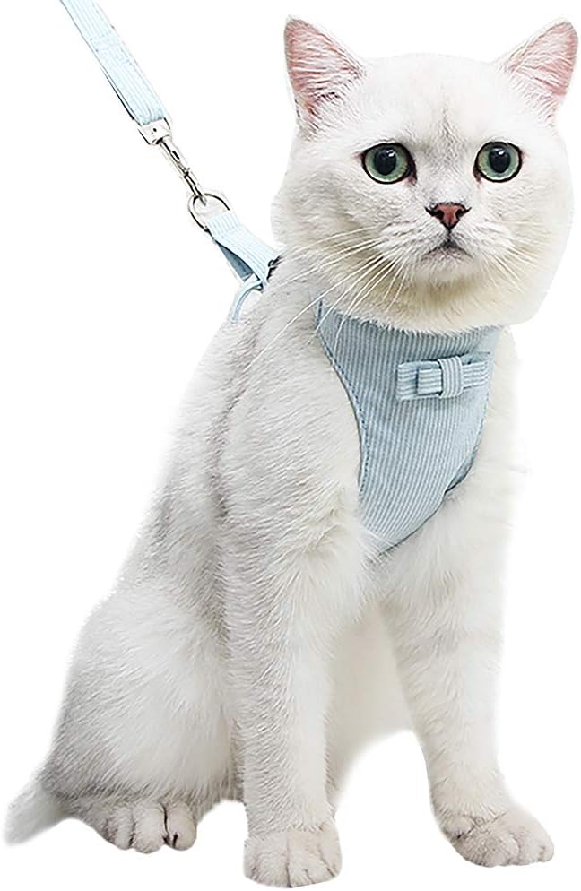 Shiningbaby Cat Vest and Lead Set Cute Bowknot Kitten Escape Proof Cat Harness and Leash Adjustable Chest Strap Set