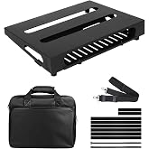 SOYAN 14" x 10.6" Guitar Pedal Board with Power Supply Tray | Includes Carry Case &amp; Mounting Tapes, Power Supply Storage, Steel Material