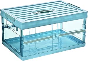 LIEN Caja de almacenamiento transparente plegable de 52 cuartos de