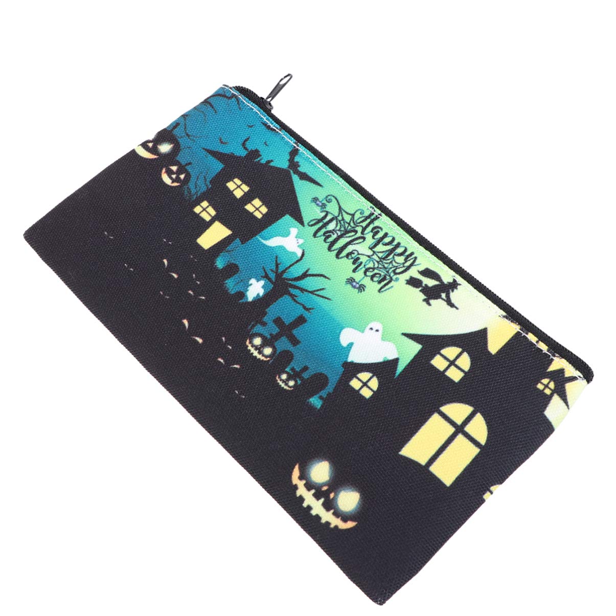 FRCOLOR Halloween Cosmetic Bag,Gothic Printed Small Makeup Pouch with Zipper,Canvas Cosmetic Bag Blank DIY Craft Bag for Women()