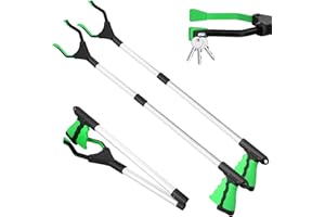 AVAINALY 2 Pack 32 Inch Reacher Grabber Tool with 360° Anti-Slip Rotating Jaw,Foldable Grabbers for Elderly,Lightweight Trash Claw Grabber with Magnet,Garden Nabber,Mobility Aid Reaching Assist Tool(Green)