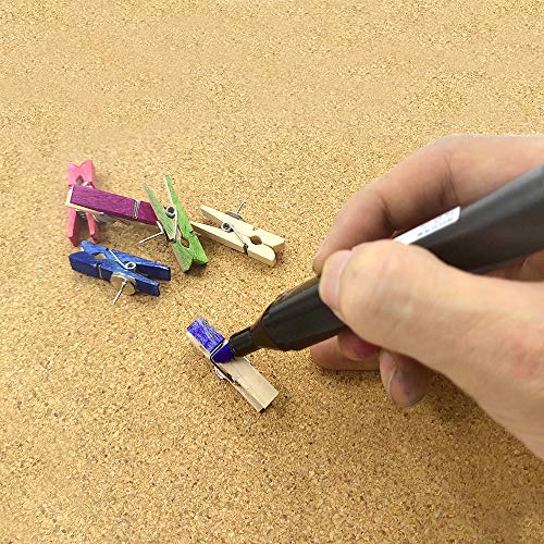 Push Pins with Wooden Clips Pushpins Tacks Thumbtacks for Offices Cork Boards Artworks Notes Photos Craft Projects and Homes 60PC.Wood - Thumbnail 2