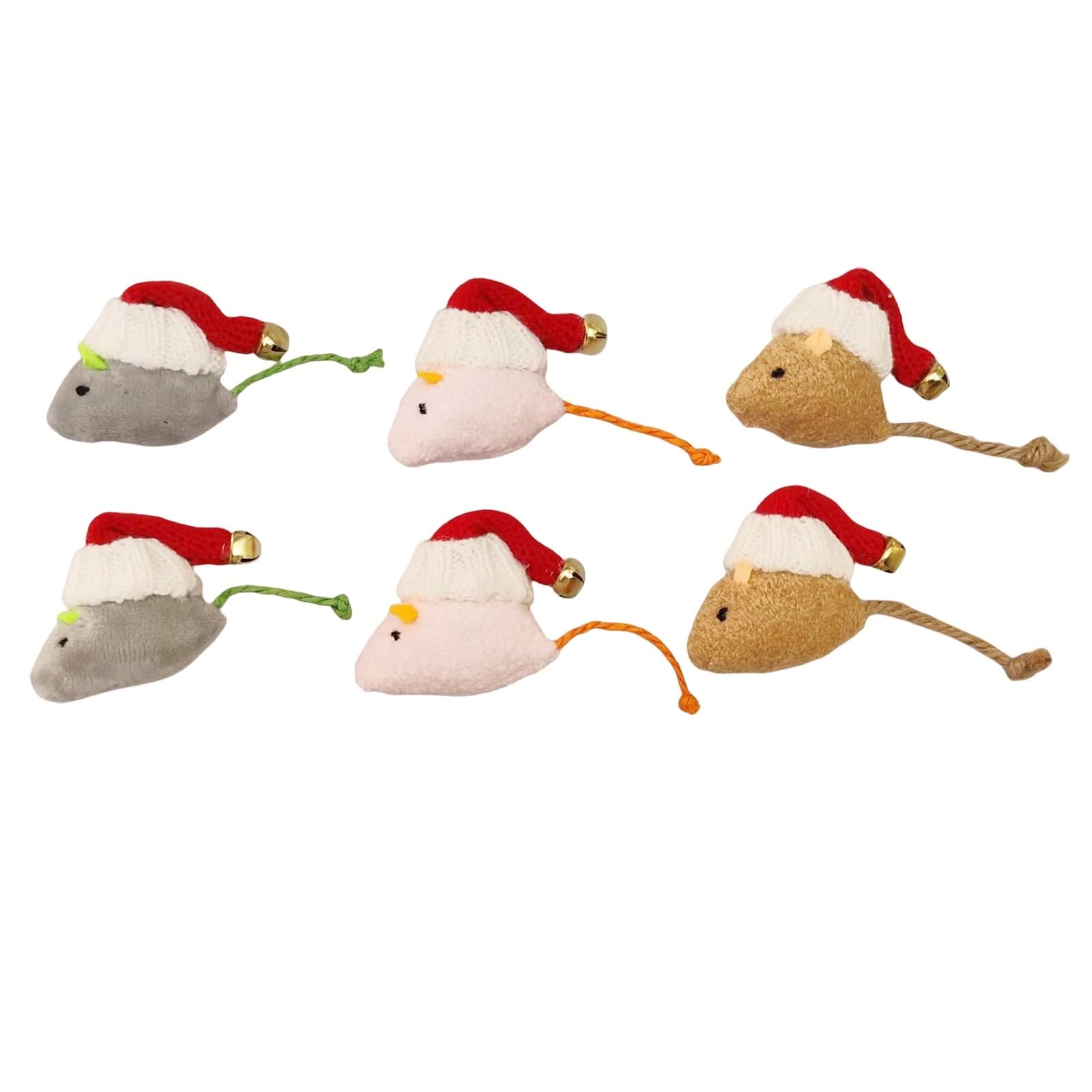 Photo 1 of ** PACK OF*** 6***Haourlife 6 Pack Catnip Mice Cat Toys with Handmade Knitted Hats, Plush Interactive Cat Toys for Indoor Cats, Soft Stuffed Mouse Toys with Bell for Play, Chase & Exercise