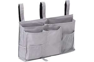 Sugaroom Bedside Storage Caddy, Bunk Bed Organizer Bed Storage Pocket Bedside Organizer Hanging Bed Storage Caddy for College Dorm Room, Hospital Bed Rails, Baby Bed, Camp (Grey)