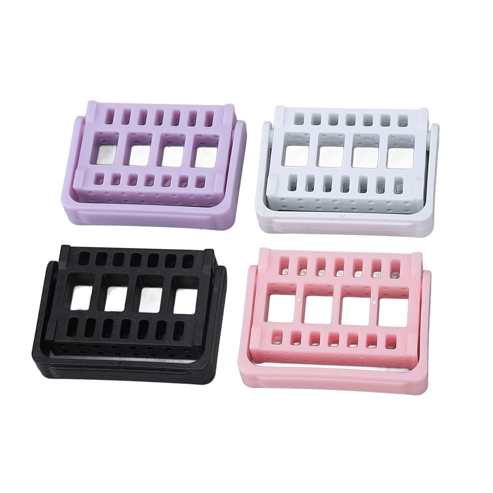Nail Drill Bit Holders Case, 4pcs Nail Drill Bit Holder Stands Home Salon Nail Drill Tips Box for Nail Bit Organizer Box Holders Dustproof Nail Drill Bit Display Organizers Storage Container Boxes
