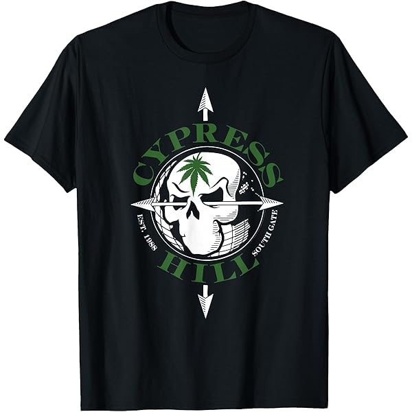 Cypress Hill グラフィックTシャツ 黒 Cypress Hill Men's Black Skull & Compass T-Shirt Large Black