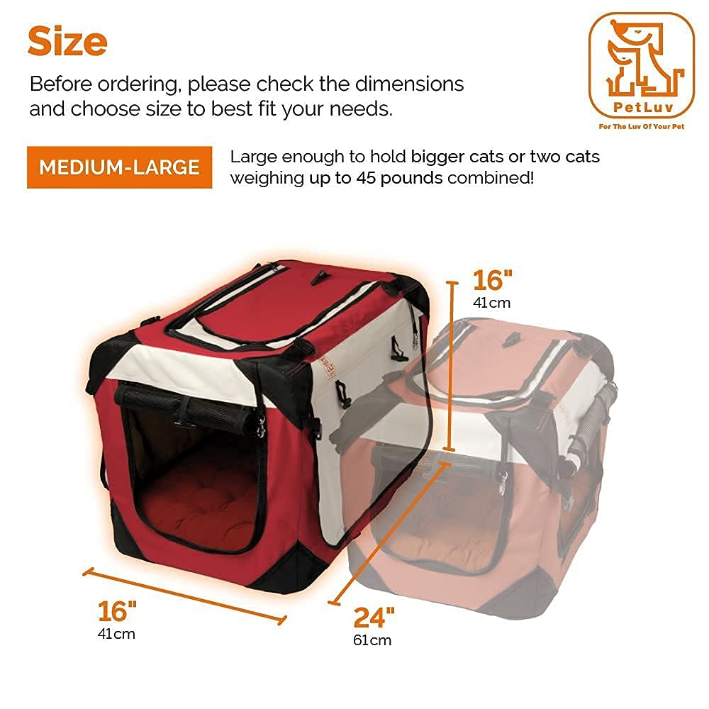 PetLuvHappy Cat Premium Cat Carrier Soft Sided Foldable Top & Side