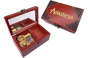 Youtang Anastasia Jewelry Music Box with Mirror Laser Engraved Wood Musical Box Wind up Musical Gift for Her Him Girlfriend Boyfriend(Melody: Once Upon A December, Gold Movement)