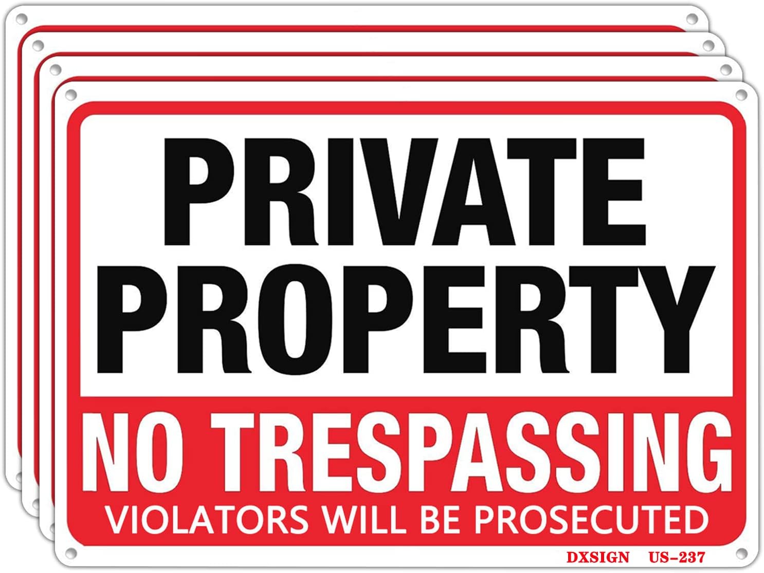 Yard Signs - 4 Pack Private Property No Trespassing Sign Metal 10