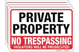 DXSIGN 4 Pack Private Property No Trespassing Sign Metal 10"x14" Rust Free Aluminum,Indoor & Outdoor Use for Fence and Yard