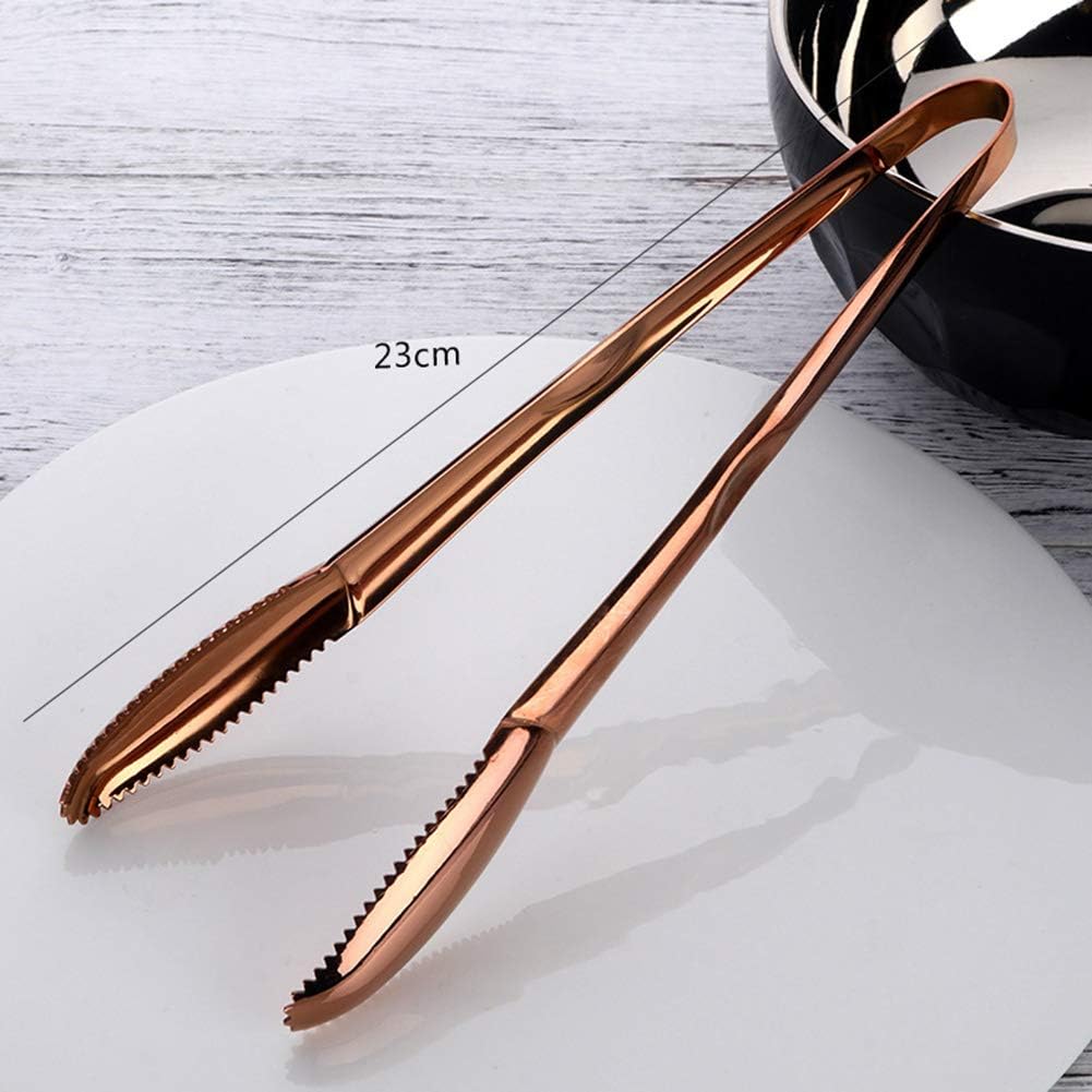 TAKEMORE7 Food Tongs, Stainless Steel Kitchen Cooking Tongs, Non-slip & Easy Grip Handle, 9 Inch Long Tongs for Cooking Food Serving Buffet Salad Barbecue Grill Toaster(Rose Gold)