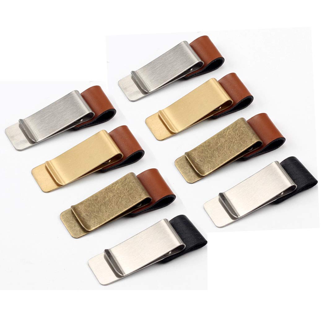SIPLIV 8 Pieces Traveler's PU Leather Pen Loop with Stainless Steel Clip Notebook Pen Holder Pen Clip, Suitable for Most Pens