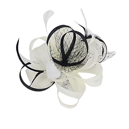 UJUNAOR Neu Frauen Kappen Hochzeit Fascinator Hut Party Mützen Braut Kopfschmuck Federn Ribbons Mit Klammer