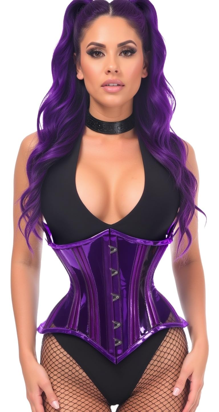 Photo 1 of Lavish Purple Clear Curvy Underbust Waist Cincher Corset (Large)