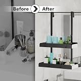 Pickpiff Shower Caddy Hanging Organizer 2-Tier Stainless Steel Black Over Door view 6