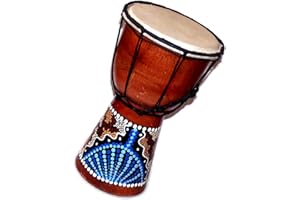 Holy Land Market Djembe Drum Hand-Carved Nature & Animal Designs, Medium Size, 10 Inch High, Imported from Jerusalem