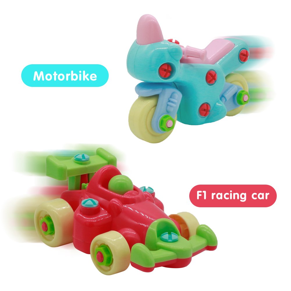 Nuheby Macchina Giocattolo Giochi da Assemblare Kit Costruzione Auto Moto Macchina da Corsa Macchina Bambini 3,4,5,6 Anni