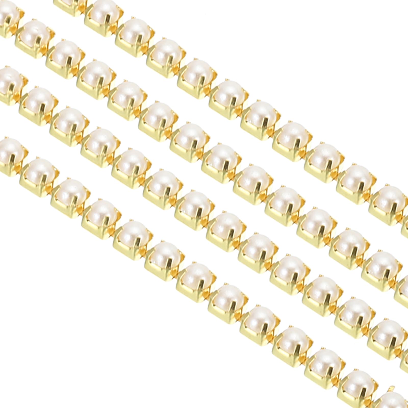 PATIKIL 10.9 Yard Crystal Rhinestone Close Chain, 10 Pcs 3.5 mm Claw Rhinestone Trim Banding for Sewing Craft Jewelry Making, Golden