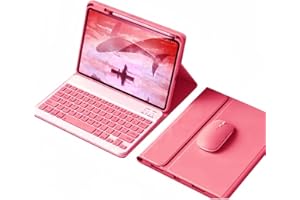 kaidisen Keyboard Case Mouse for iPad 10th Gen 10.9 inch 2022 iPad 10 Detachable Cute Color Keyboard Case with Pencil Holder,Dark Pink