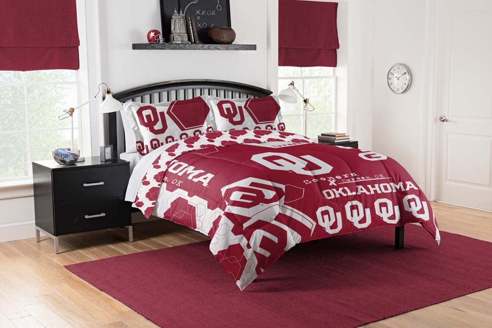Northwest NCAA Oklahoma Sooners Unisex-Adult Comforter and Sham Set, Full/Queen, Hexagon Image