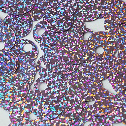 Large Hole Round Sequin 20mm Light Lavender Hologram Glitter Sparkle. Couture Paillettes. Made in USA