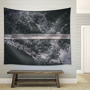 Bird-Eye View of Road in Mountain Areas - Fabric Wall Tapestry Home Decor - 51x60 inches