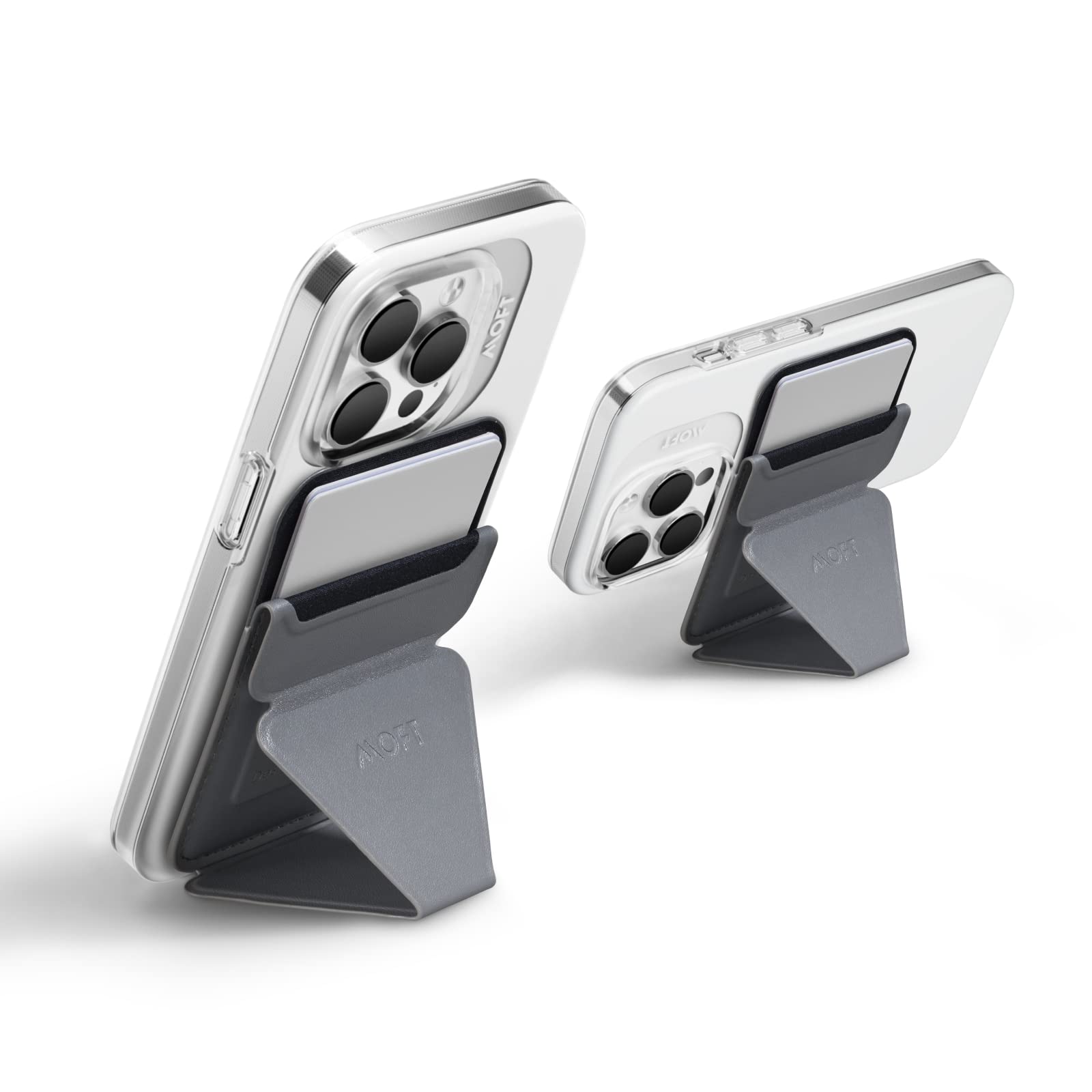 Photo 1 of MOFT MagSafe Wallet Stand for iPhone 16/15/14/13/12 Series MagSafe Compatible Phone Stand with 3 Viewing Angles (Cool Gray)