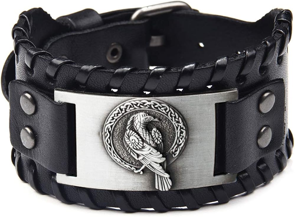 TURTLEDOVE Viking Bracelet Odin's Raven - Crow Animal Bracelets of Norse Mythology Amulet - Scandinavian Talisman for Midgard Pagan