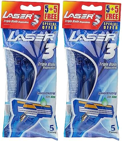 Laser 3 Tripple Blade Disposable Shaving Razor-Anti Slip Elastomer ...