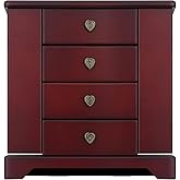 RR ROUND RICH DESIGN Jewelry Box - Made of Solid Wood with Cabinet Type 4 Drawers Organizer and 2 Doors on Sides - Dark Brown
