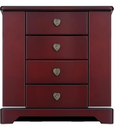 Mele & Co. Meghan Cherry Wood Jewelry Box - 11.5"W X 7.5"H X 6"D, Lined Interior