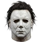 Boolavard White Slasher Mask - Iconic Evil Horror Movie Face Cover for Adults - Realistic Latex Halloween Cosplay Prop
