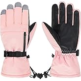 Zando Snow Gloves for Boys & Girls - Winter Waterproof Ski Gloves for Kids, Warm & Windproof