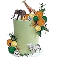 Safari Jungle Animal Cake Toppers with Colorful Balls Cake Decorations for Wild Themed Birthday Baby Shower Party Supplies (Style 1)