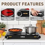 CUSIMAX Double Hobs 2400W Electric Hob with Concealed Handles view 3