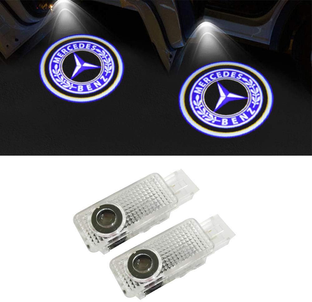 LIKECAR 2 Pieces Car Door Logo Entrance Illumination Projection Light Door Light Welcome Light(W203 blue1)